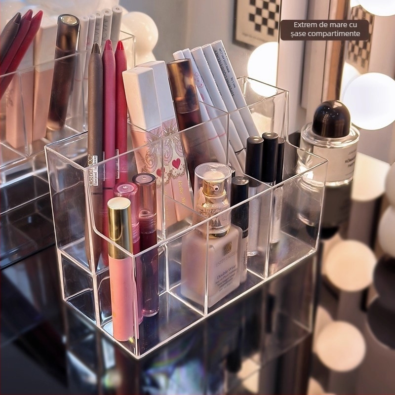Cutie transparentă de depozitare pentru cosmetice și organizator de birou pentru ruj, machiaj și produse pentru îngrijire a pielii
