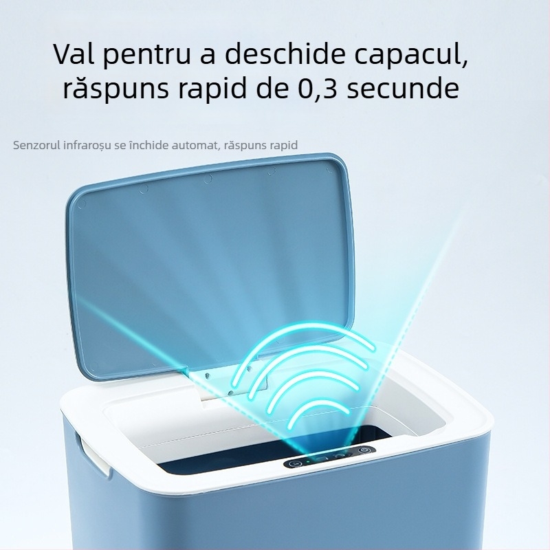 Coș de gunoi inteligent cu capac și senzor, model 2026, pentru casă: baie, sufragerie, toaletă și dormitor