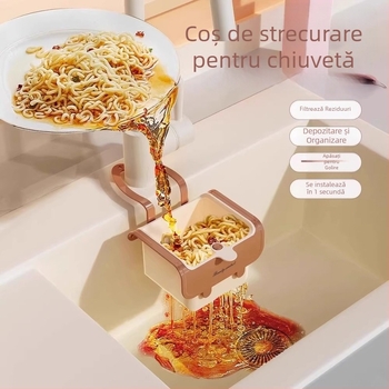 Coș de scurgere pentru chiuvetă cu raft de depozitare multifuncțional pentru baie