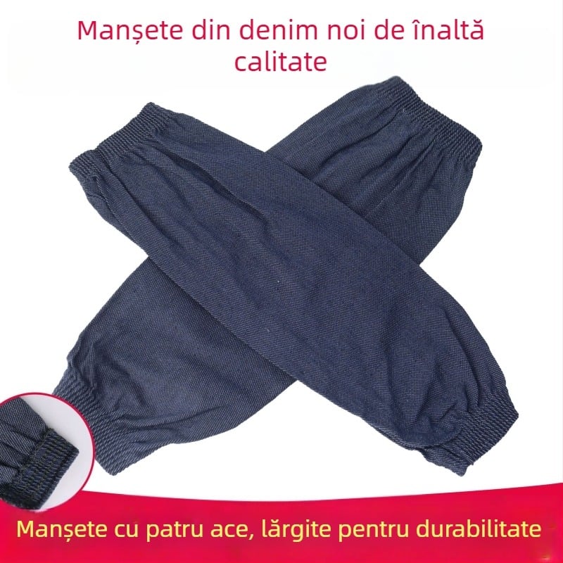 Mâneci din denim pentru muncă, unisex, cu cusătură de patru ace, rezistente la ulei, la pete și la uzură