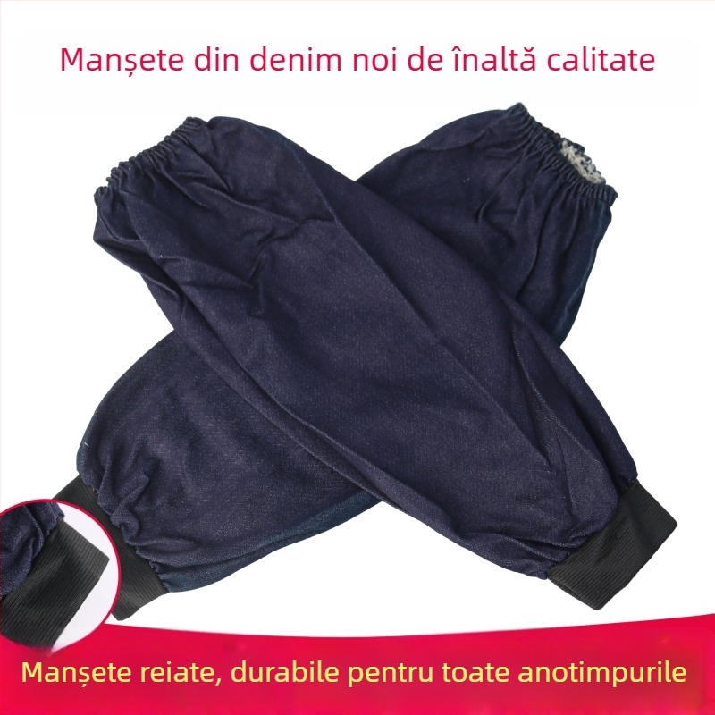 Mâneci din denim pentru muncă, unisex, cu cusătură de patru ace, rezistente la ulei, la pete și la uzură