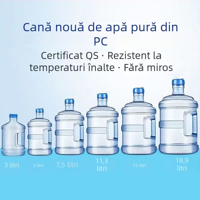 Recipient PC gros pentru apă potabilă, QS certificat, recipient de apă minerală de calitate alimentară, portabil, pentru exterior