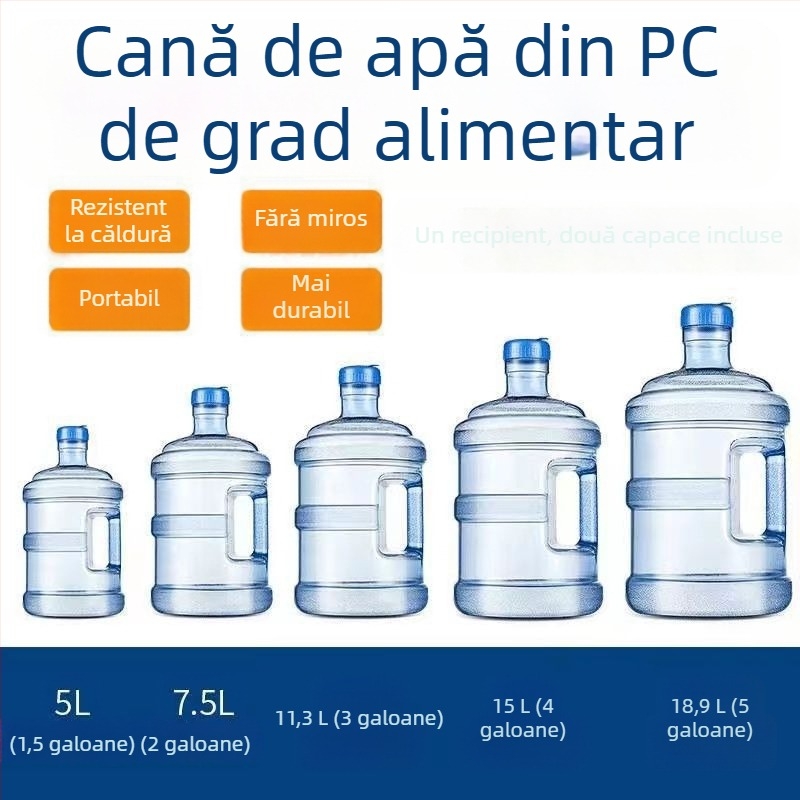 Recipient PC gros pentru apă potabilă, QS certificat, recipient de apă minerală de calitate alimentară, portabil, pentru exterior