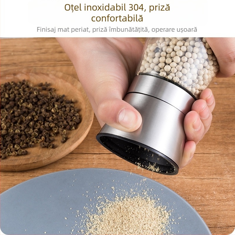 Măcinător de piper manual pentru piper negru și alb – recipient compact pentru condimente