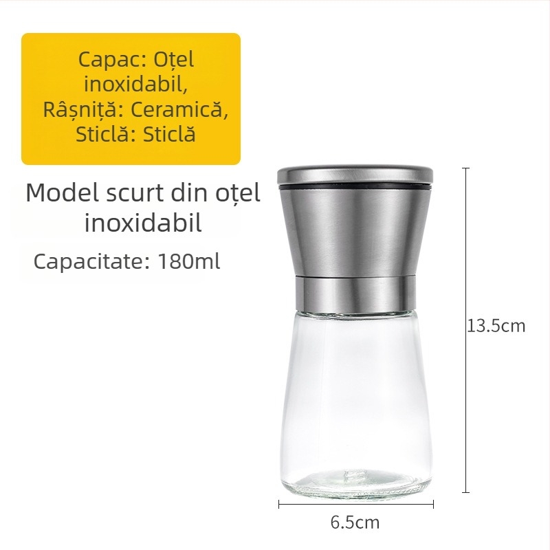 Măcinător de piper manual pentru piper negru și alb – recipient compact pentru condimente