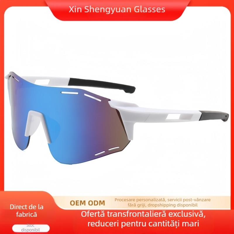 Ochelari de ciclism fără ramă, unisex, pentru sporturi în aer liber, protecție UV, cadru mare