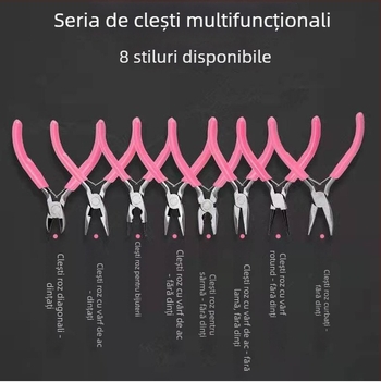 Set de 8 clește pentru bijuterii pentru DIY — clește cu vârf ascuțit, clește cu vârf rotund și clește cu vârf diagonal