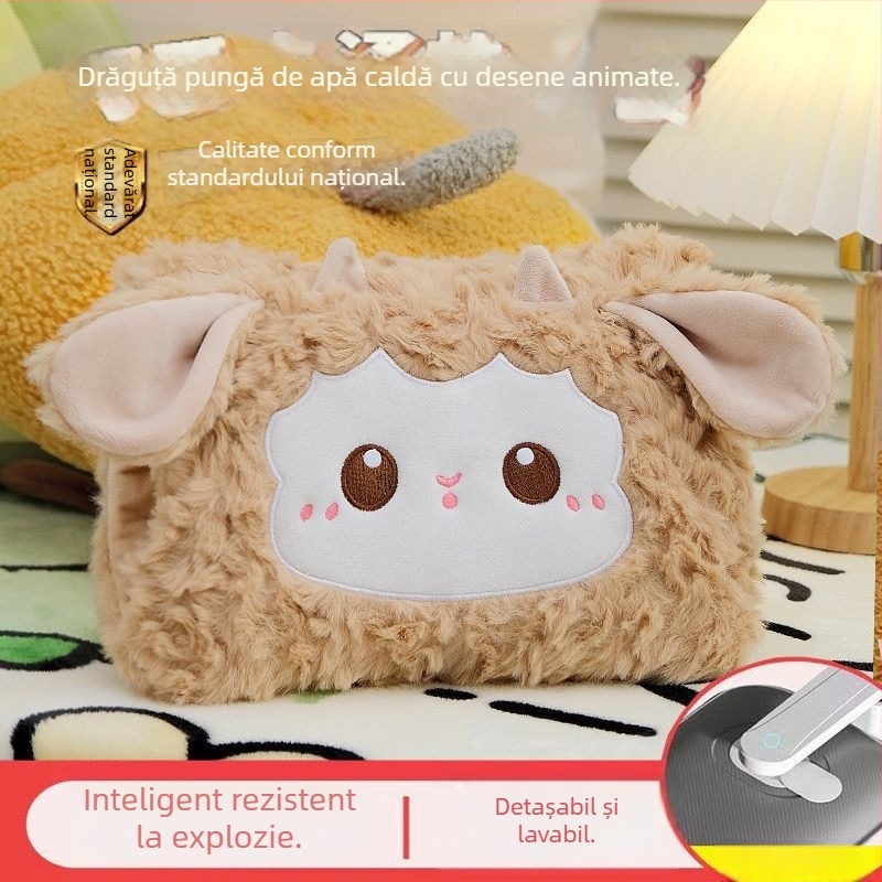 Sticlă electrică pentru apă caldă, încărcabilă, cu protecție la explozie, oprire automată, detașabilă și lavabilă, încălzește burta și patul