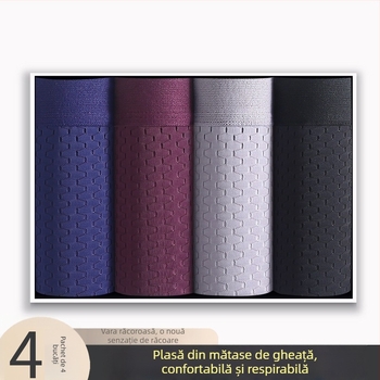 Boxeri pentru bărbați din ice silk, respirabili cu plasă, croială lejeră, subțiri, mărime mare