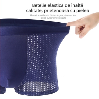 Boxeri pentru bărbați din ice silk, respirabili cu plasă, croială lejeră, subțiri, mărime mare