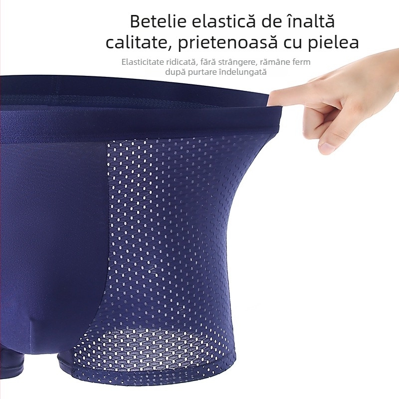 Boxeri pentru bărbați din ice silk, respirabili cu plasă, croială lejeră, subțiri, mărime mare