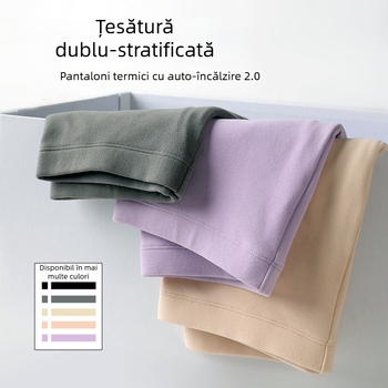 Pantaloni de damă calzi, căptușiți cu fleece, talie înaltă, material De Velvet 280g