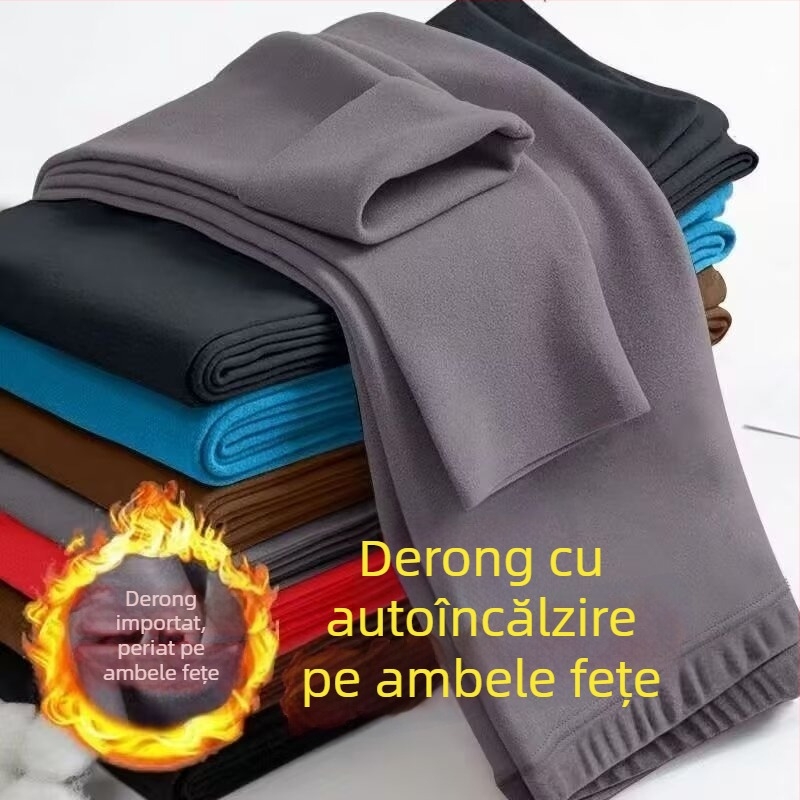 Colanți termici pentru bărbați, talie medie, căptușeală dublă din catifea, croială Slim, strat termic de bază