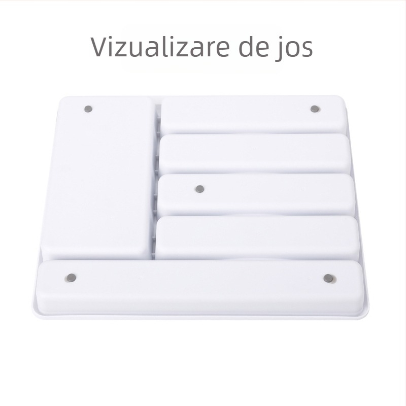 Organizator pentru tacâmuri în sertar, cu compartimente pentru cuțite, furci, linguri și bețișoare, tavă de depozitare din plastic, 40×32×4.5 cm