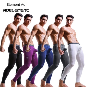 Pantaloni bărbați calzi pentru toamnă-iarnă, colanți termici subțiri, croială slim, din fibră de celuloză regenerată