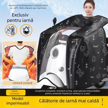 Acoperire din fleece, anti-vânt pentru scuter electric, universală, impermeabilă