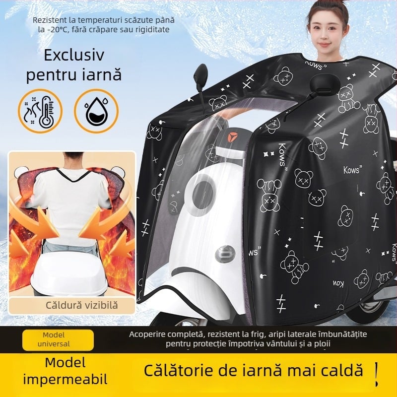 Acoperire din fleece, anti-vânt pentru scuter electric, universală, impermeabilă