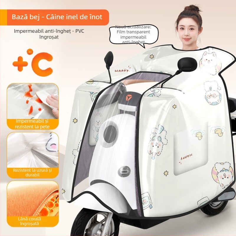 Acoperire din fleece, anti-vânt pentru scuter electric, universală, impermeabilă
