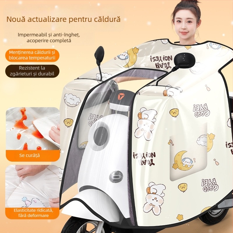 Acoperire din fleece, anti-vânt pentru scuter electric, universală, impermeabilă