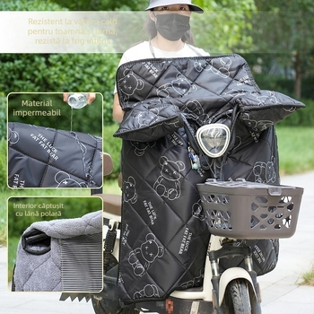 Husă pentru bicicletă electrică, cu căptușeală fleece, îngroșată, impermeabilă, rezistentă la vânt, model cald de iarnă