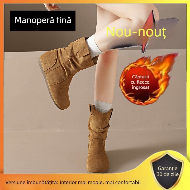 Botine scurte pentru femei în stil Birkenstock, creștere de 7 cm a înălțimii, design retro, colecția toamnă 2025, piele naturală