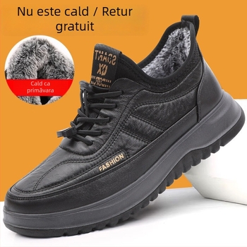Pantofi bărbăți din pânză în stil Beijing vechi, pentru toamnă-iarnă, călduroși, antiderapant, casual, cu talpă plată