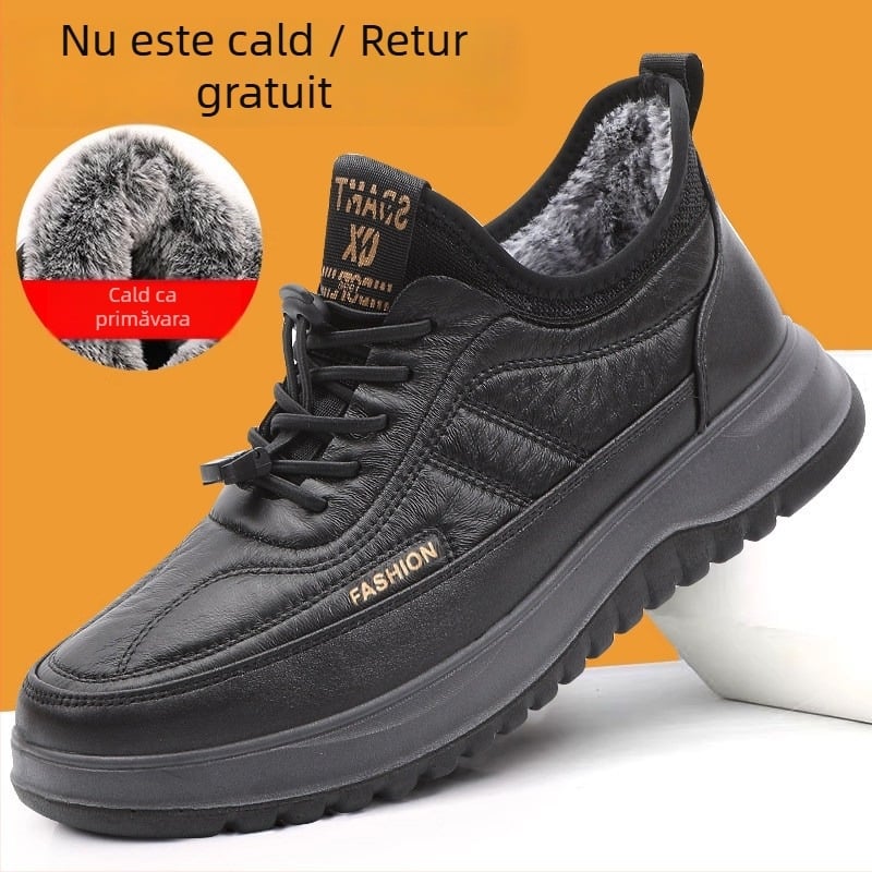 Pantofi bărbăți din pânză în stil Beijing vechi, pentru toamnă-iarnă, călduroși, antiderapant, casual, cu talpă plată