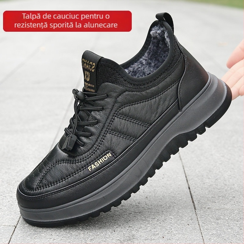 Pantofi bărbăți din pânză în stil Beijing vechi, pentru toamnă-iarnă, călduroși, antiderapant, casual, cu talpă plată
