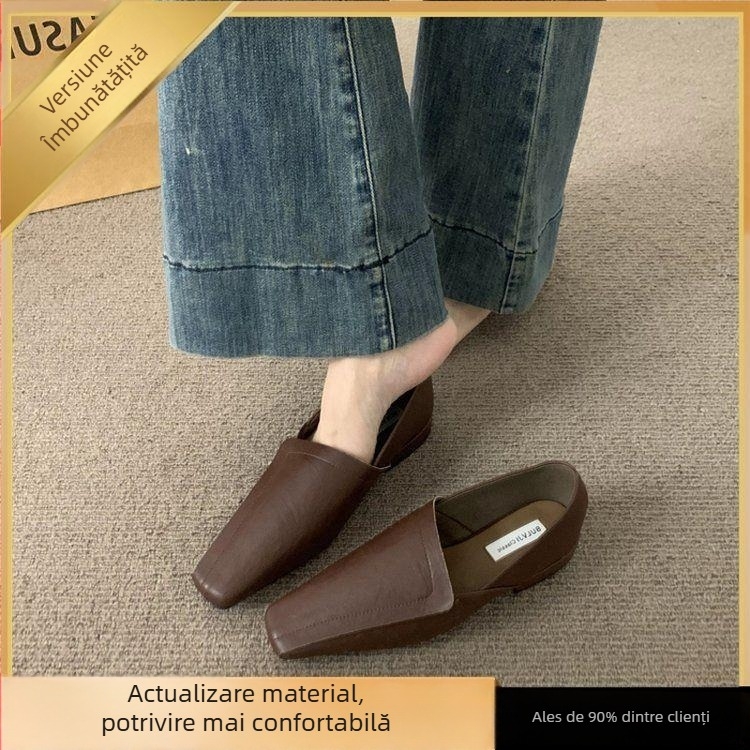 Mule retro cu vârf ascuțit pentru femei, loaferi din nubuc cu toc mic, stil franțuzesc asortat cu fuste, primăvară-toamnă