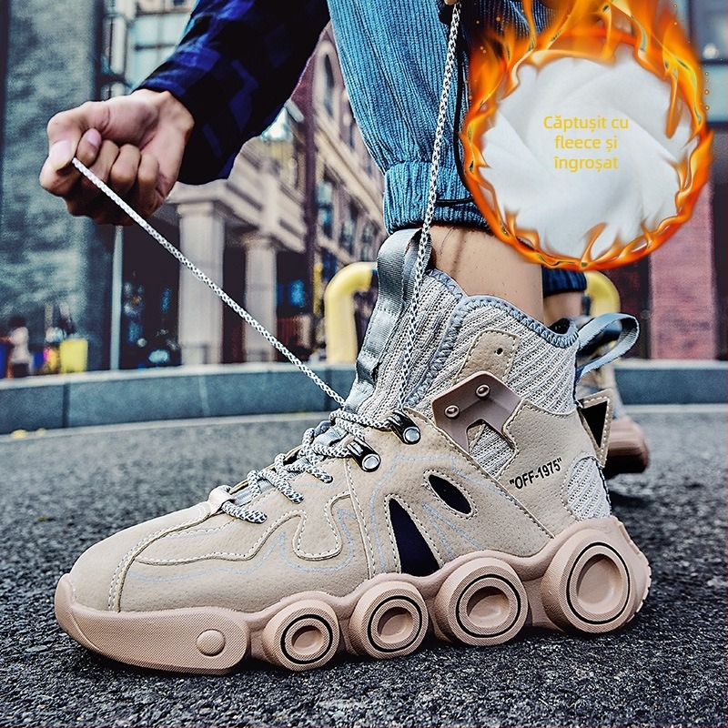 Adidași înalți pentru bărbați, talpă groasă, stil Ins, pentru purtare zilnică