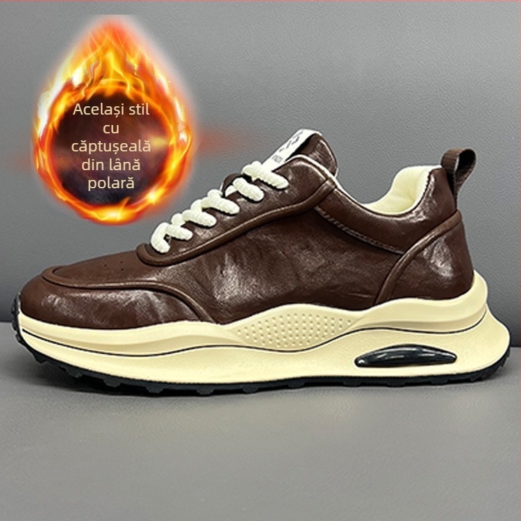 Pantofi sport casual pentru bărbați, toamna 2024, partea superioară din țesătură, căptușeală din piele naturală, talpă PU rezistentă, profil jos, șireturi