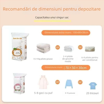 Pungi de vid pentru compresie, evacuare automată a aerului, fără pompă, 3D, pentru cuverturi și haine, capacitate mare