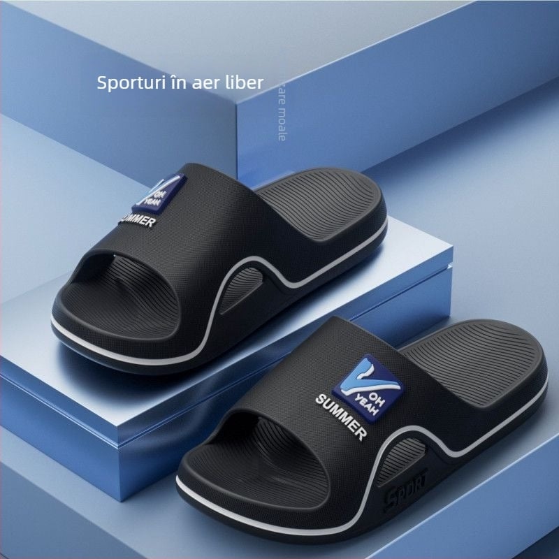 Papuci de vară pentru bărbați, talpă groasă și rezistentă, talpă moale, antiderapante, pentru interior și exterior, pentru baie