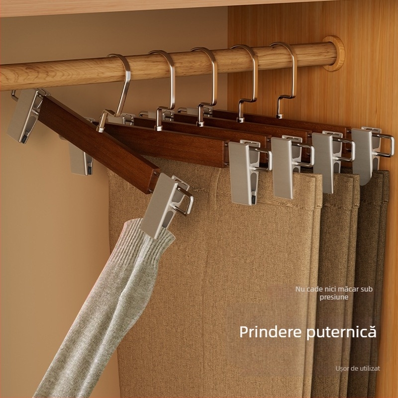 Clipuri din lemn pentru pantaloni, pentru uz casnic, organizator de garderobă pentru pantaloni și fuste JK