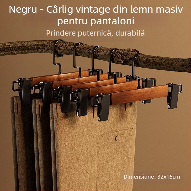 Clipuri din lemn pentru pantaloni, pentru uz casnic, organizator de garderobă pentru pantaloni și fuste JK