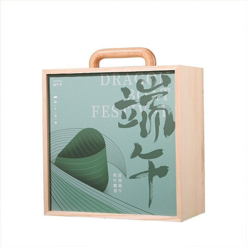 Cutie pentru Mooncake din lemn masiv, stil chinezesc