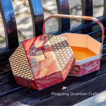 Cutie cadou din lemn, personalizabilă, pentru Mooncake, stil chinezesc – 2025