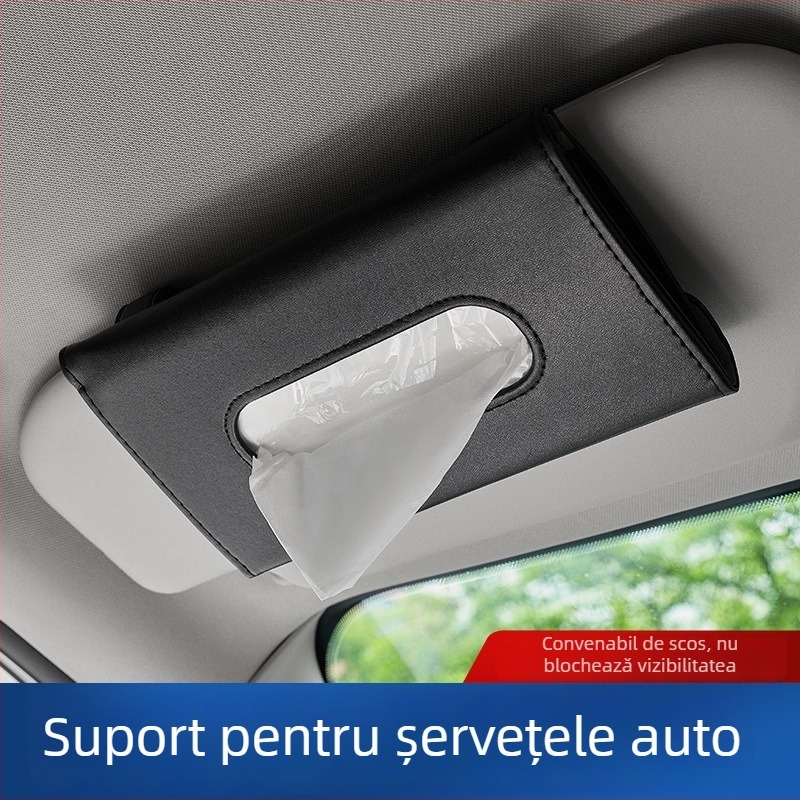 Cutie de șervețele din piele pentru mașină, suport atârnat – depozitare creativă, drăguț