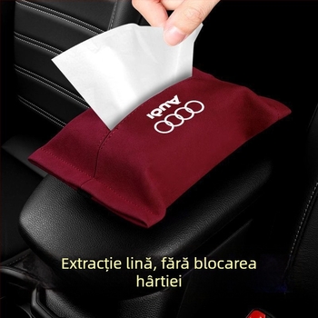 Pungă de șervețele din velur de piele cu sigla mașinii – set creativ pentru interiorul mașinii, suport pentru parasolar, cutie multifuncțională pentru șervețele