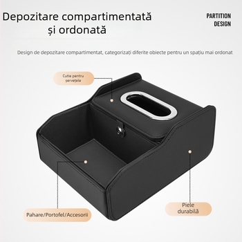 Cutie universală de depozitare pentru cotieră – suport pentru șervețele în consola centrală