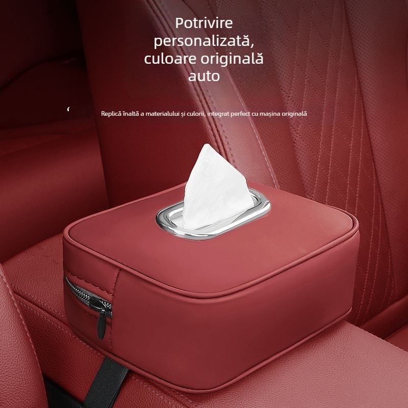 Cutie de șervețele auto cu suport pentru cotieră și montaj pe spatele scaunului