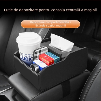 Cutie universală pentru cotieră auto din piele – depozitare pentru șervețele