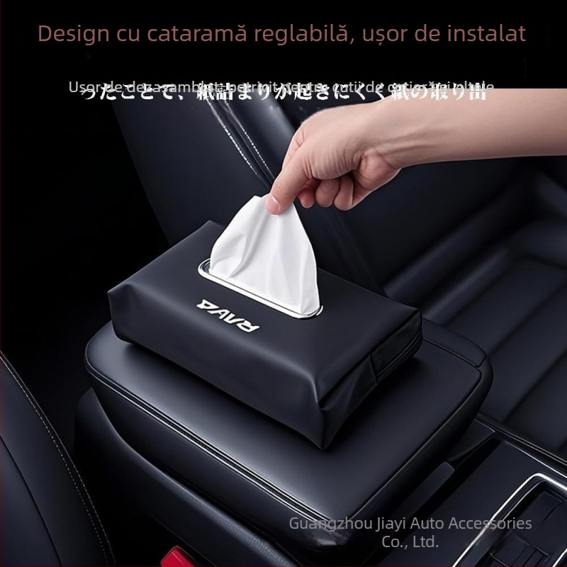 Cutie de șervețele pentru mașină, în stil japonez, cu logo, geantă de șervețele din piele PU, agățată, cu parasolar auto, multifuncțională
