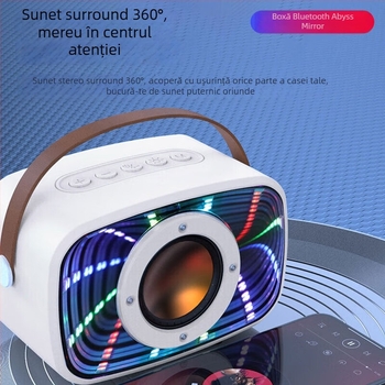 W20 difuzor Bluetooth în formă de capsulă spațială cu finisaj Abyss Mirror, sunet puternic, bas profund, design suspendat și lumini colorate