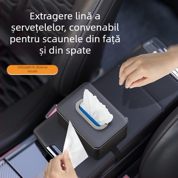 Cutie de șervețele din piele pentru mașină, suspendată de spătarul banchetei