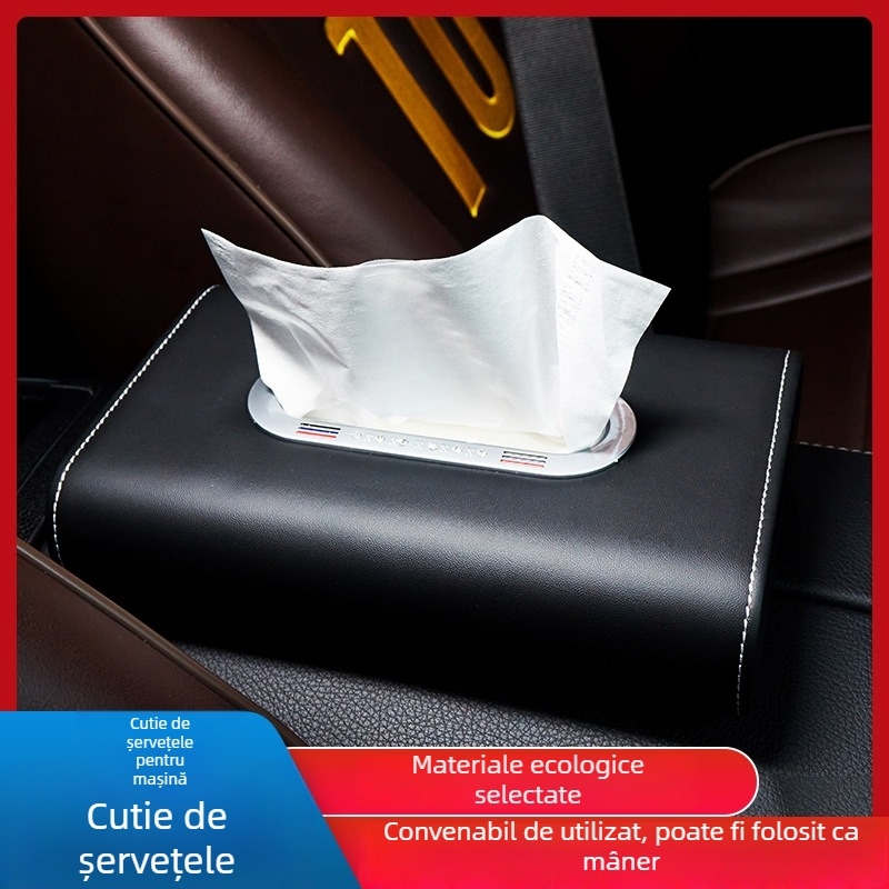Cutie de șervețele pentru mașină, suport pentru cotieră, husă pentru șervețele, decor interior auto