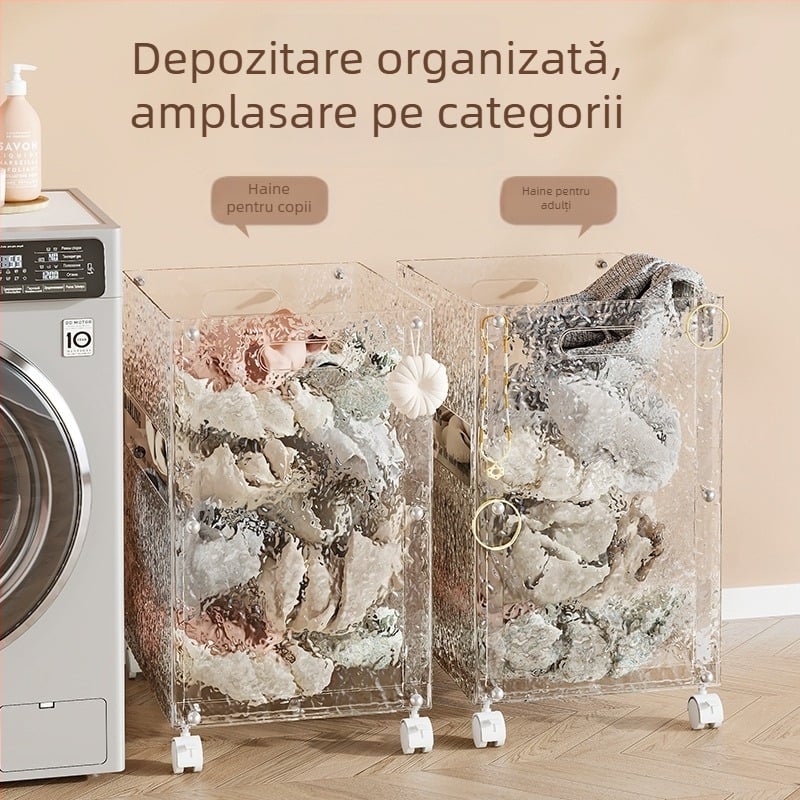 Coș mare pentru rufe murdare, depozitare pentru baie, ușor de mutat