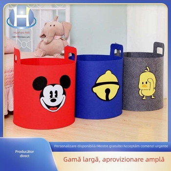 Coș de depozitare pentru living, cu mâner, design drăguț de desen animat