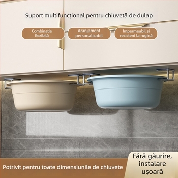 Suport suspendat multifuncțional pentru capace de oale și tocător – organizare în bucătărie pe perete