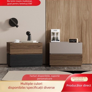 Noptieră mică cu panou din lemn stratificat, spațiu de depozitare lângă pat, utilizare în casă, aspect luxos discret